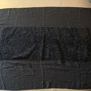 Les Copains Blue Extra Large Black Wrap With Faux Persian Lamb Center.